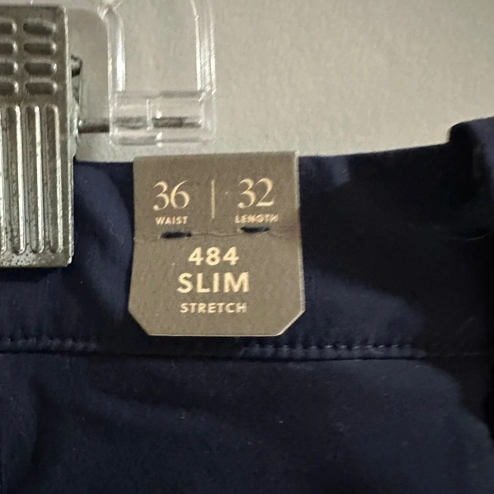 NWT J. Crew 484 Slim Stretch Chinos Blue Mens Sz 36x32 Water Resistant Tech Pant